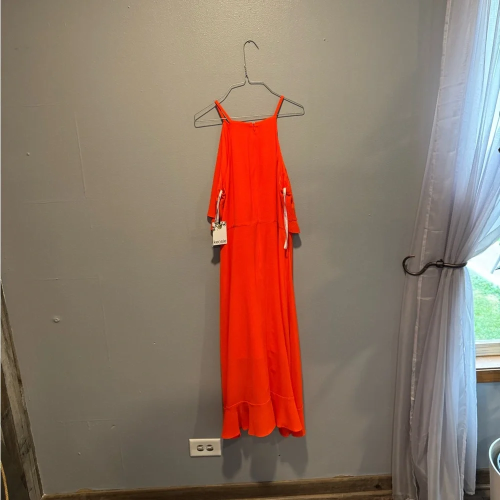 Kensie Orange Asymmetrical Tiered Sundress - Picture 2 of 6